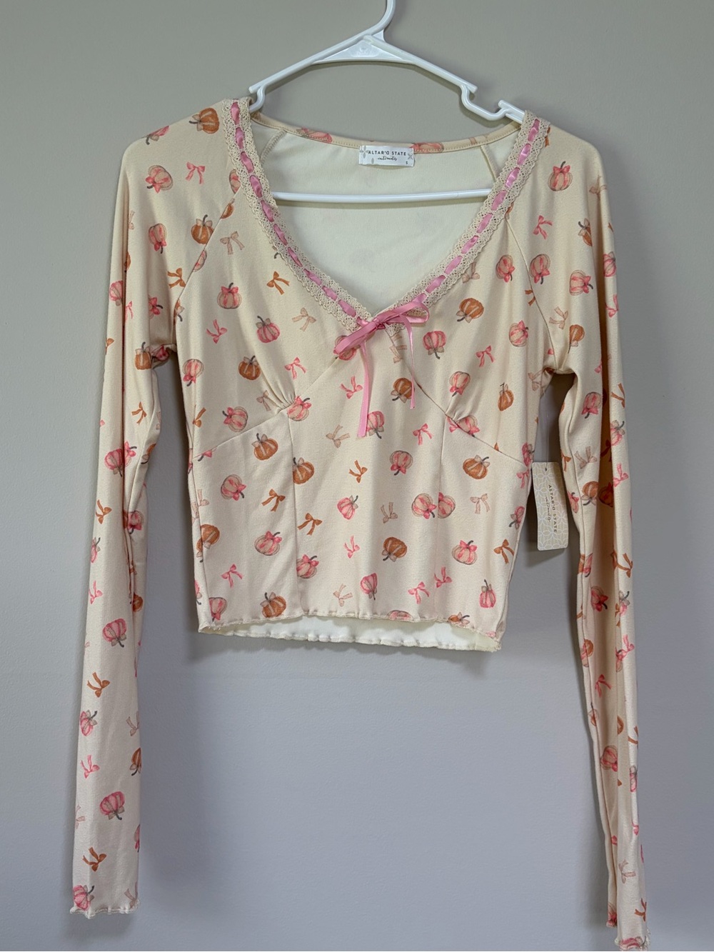 Alterd State Pumpkin and Bow Long Sleeve Sleepwear Top